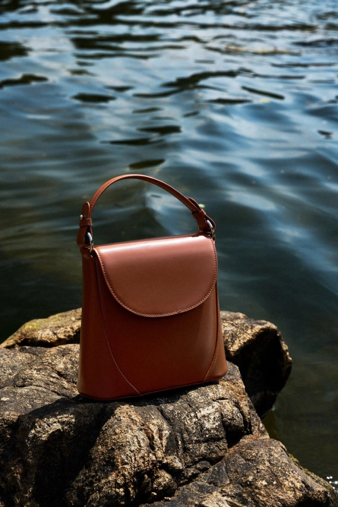 Borsa a tracolla da donna in vera pelle, mini borsa marrone