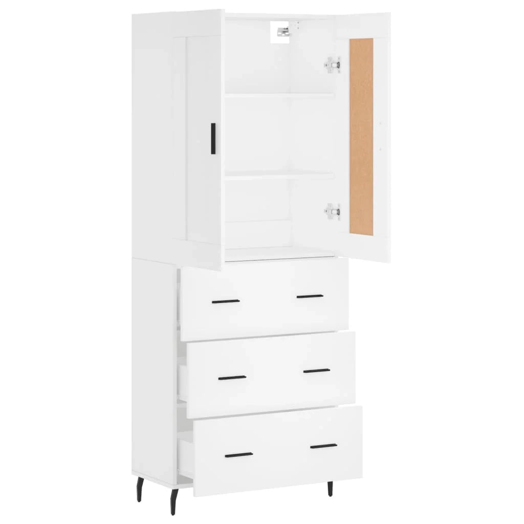 Buffet credenza cassettiera armadio mobile contenitore organizer cucina soggiorno salotto alto 69,5 x 34 x 180 cm legno ingegnerizzato bianco 02_0032596