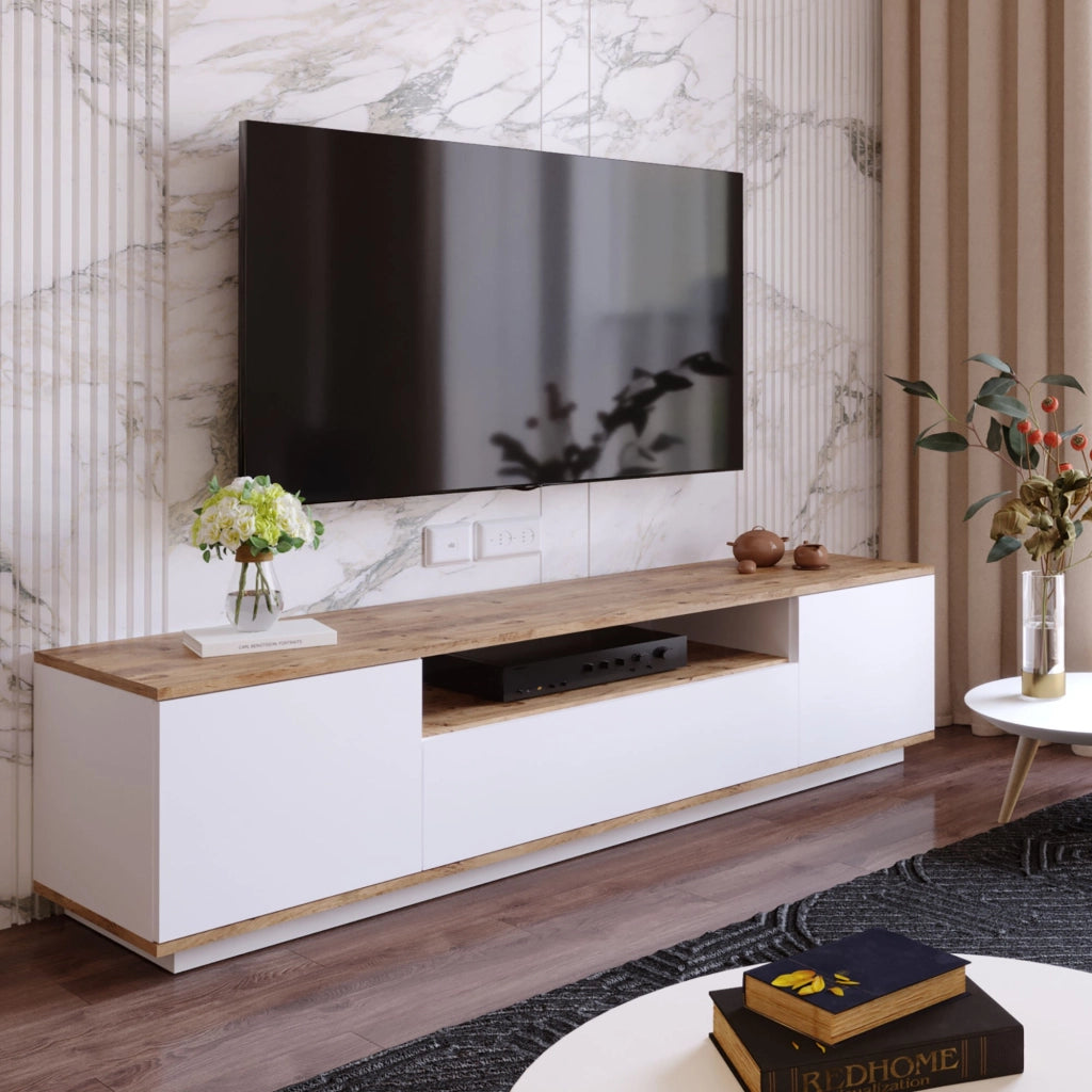 Mobile TV in legno "FR7" - 180 x 44 x 44 cm - Pino atlantico bianco