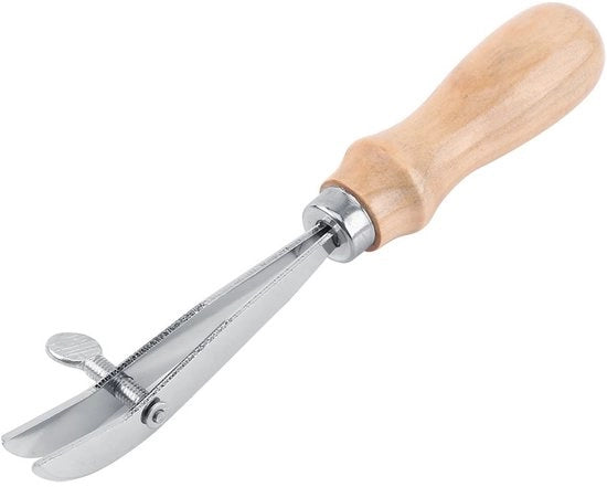 Verstelbare Handgereedschap per Scheuken - Stato di Alta Qualità in Acciaio - Manico di Legno - Gli Strumenti Artigianali - Strumenti per Taglio - Lunghezza Totale 19 cm - Lavorazione in Pelle