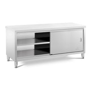 Mobile base/piano di lavoro/mobile da cucina in acciaio inox con ante scorrevoli (capacità 600 kg acciaio inox 1 ripiano) 14_0005089