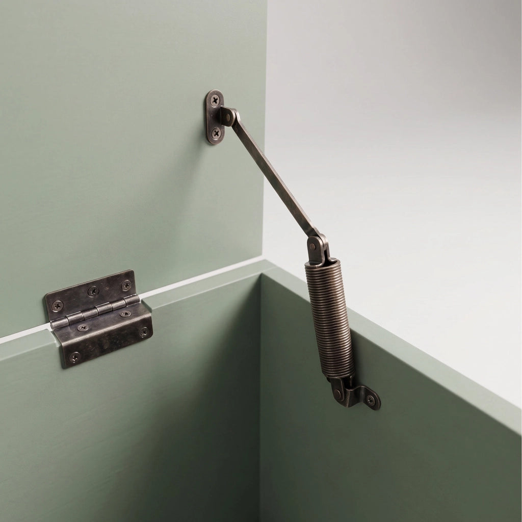 Kura - Cassapanca contenitore 100x50x40 cm Portaoggetti con Cerniere di Sicurezza e con Cassettiera in Legno Salvia