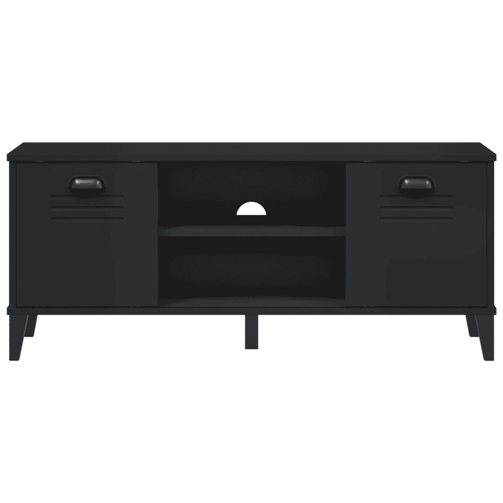 Panca Portascarpe VIKEN Nera 106x35x45 cm Legno Massello Pino
