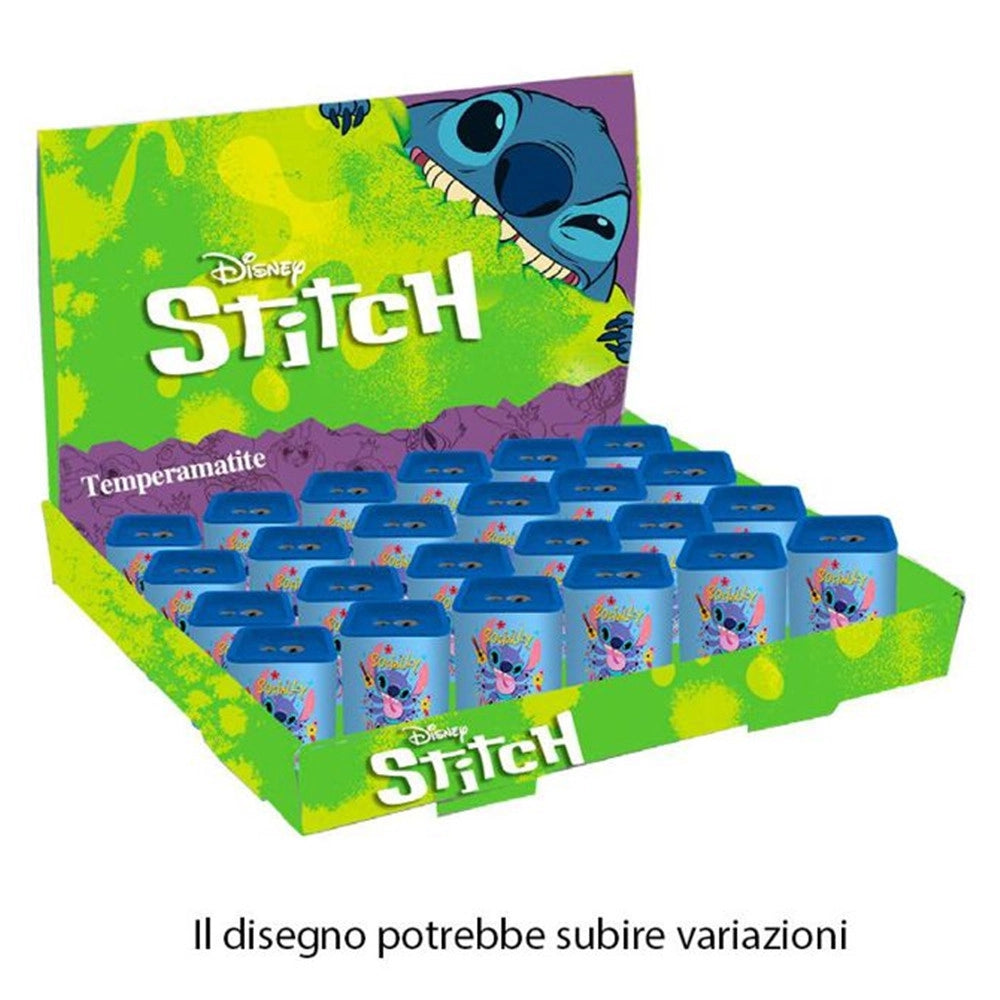 Trade Shop - Set 24pz Temperamatite In Latta Quadrato Doppio Foro Stitch Scuola Regali Bambini 961457 -