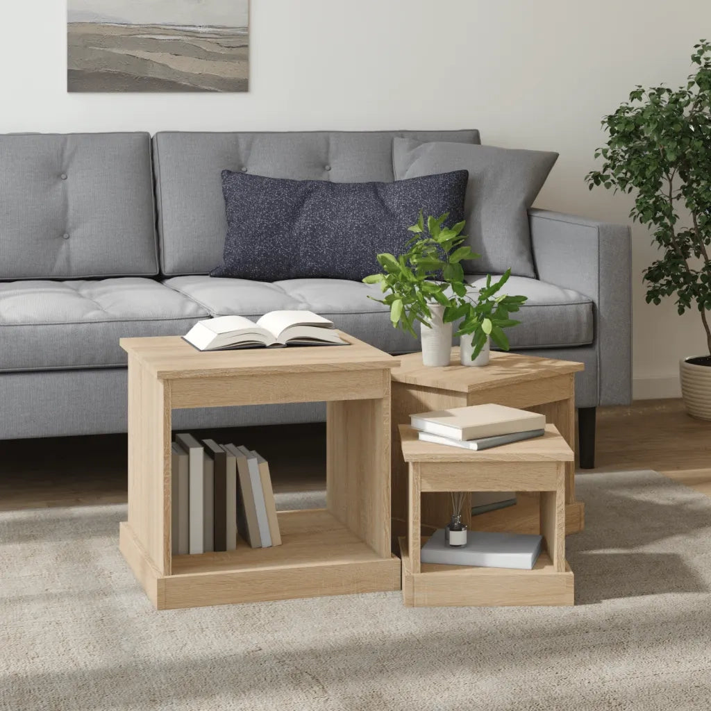 Tavolini da Salotto 3 pz Rovere Sonoma in Legno Multistrato