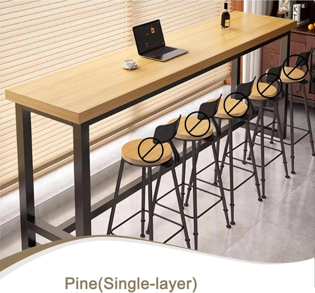 Tavolo Alto Bancone Bar Tavolo Cucina Tavolino Alto e Stretto da Balcone Salvaspazio con Telaio in Metallo per Soggiorno e Sala Da Pranzo Bar Ristorante(Pine(single),39.4x11.8x41in)
