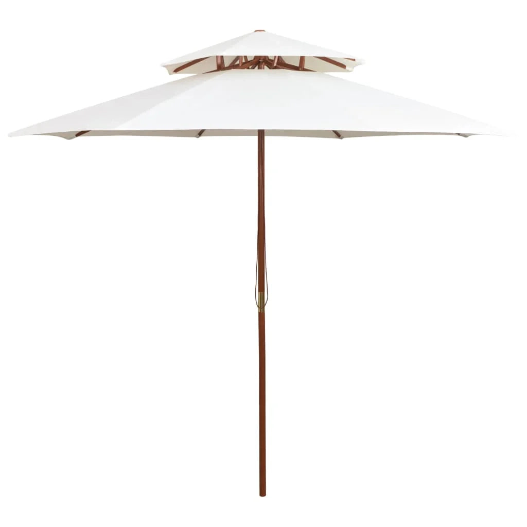 Ombrellone per mobili da giardino terrazza 270 x 270 cm palo in legno bianco crema 02_0008413