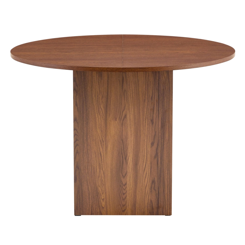 Tavolo da pranzo rotondo con vani aperti in MDF effetto noce, per 4-6 persone, per cucina e sala da pranzo, 100 × 76 cm