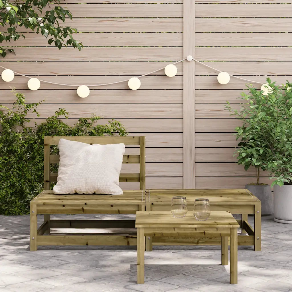 Divano Giardino Senza Braccioli con Poggiapiedi-Sofa da Giardino-Divanetto da esterno Pino Impregnato 217061
