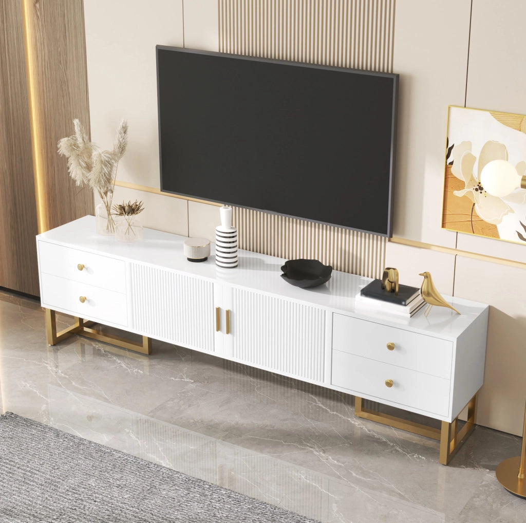 Mobile porta TV bianco 175 cm con cassetti e ante