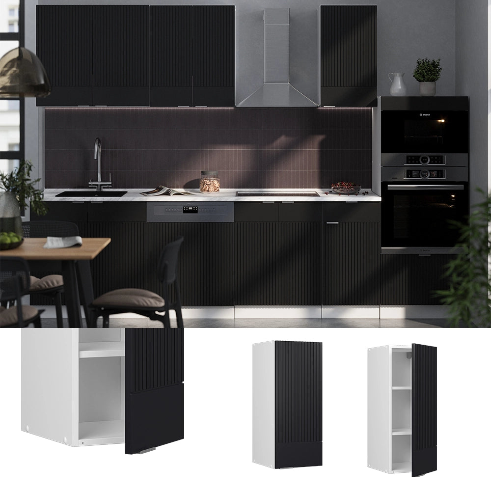 Vicco Pensile da cucina Nero a righe 30 cm