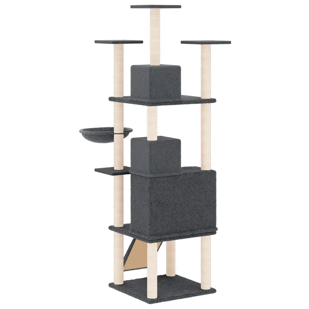 Albero per Gatti con Tiragraffi in Sisal Grigio Scuro 175 cm 171686