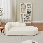 Poltrona relax in ciniglia con schienale ondulato, colore beige