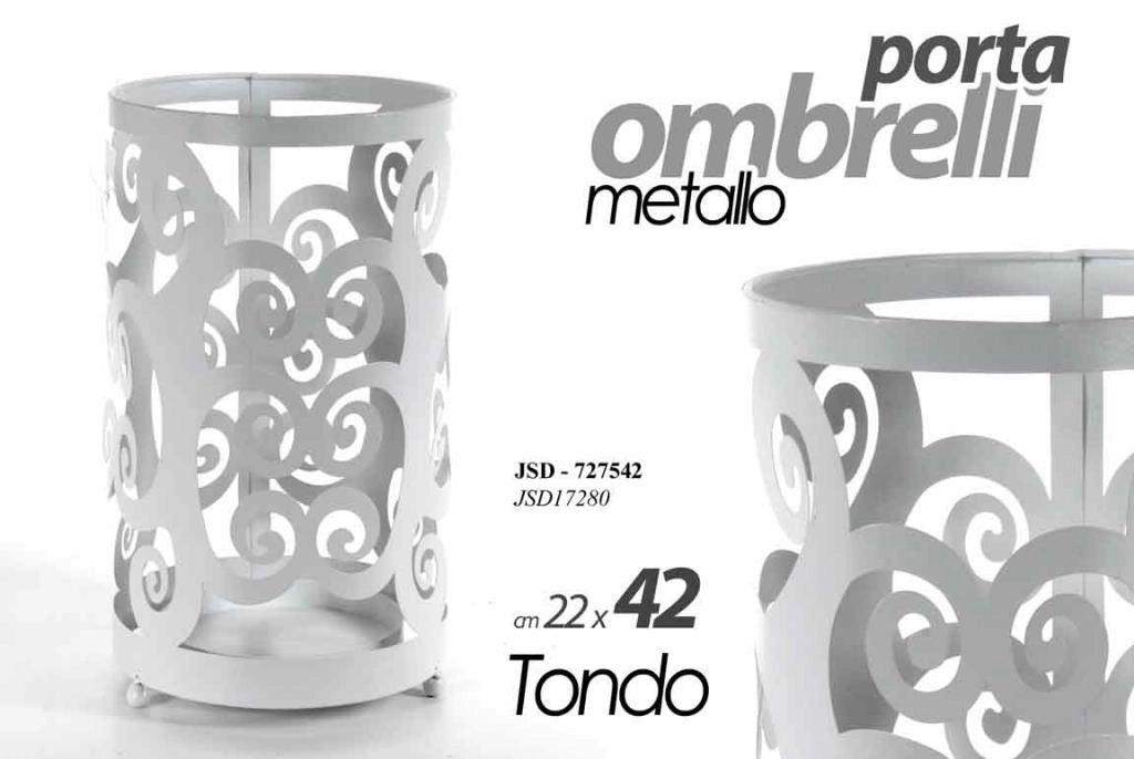 Portaombrelli in Ferro Forma Tonda Bianco 22 x 42 cm