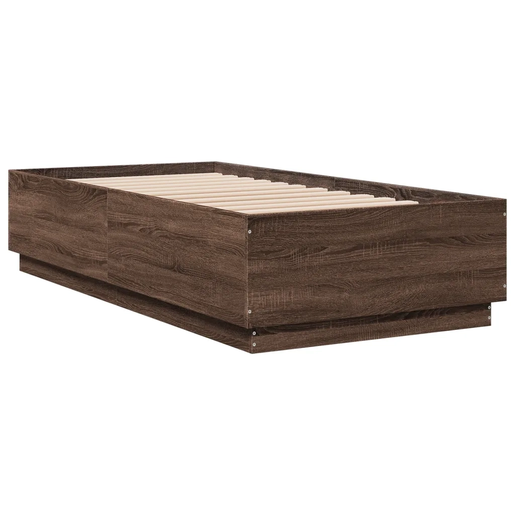 Giroletto Luci LED-Struttura Letto con LED Rovere Marrone 90x190cm in Legno Multistrato 774488