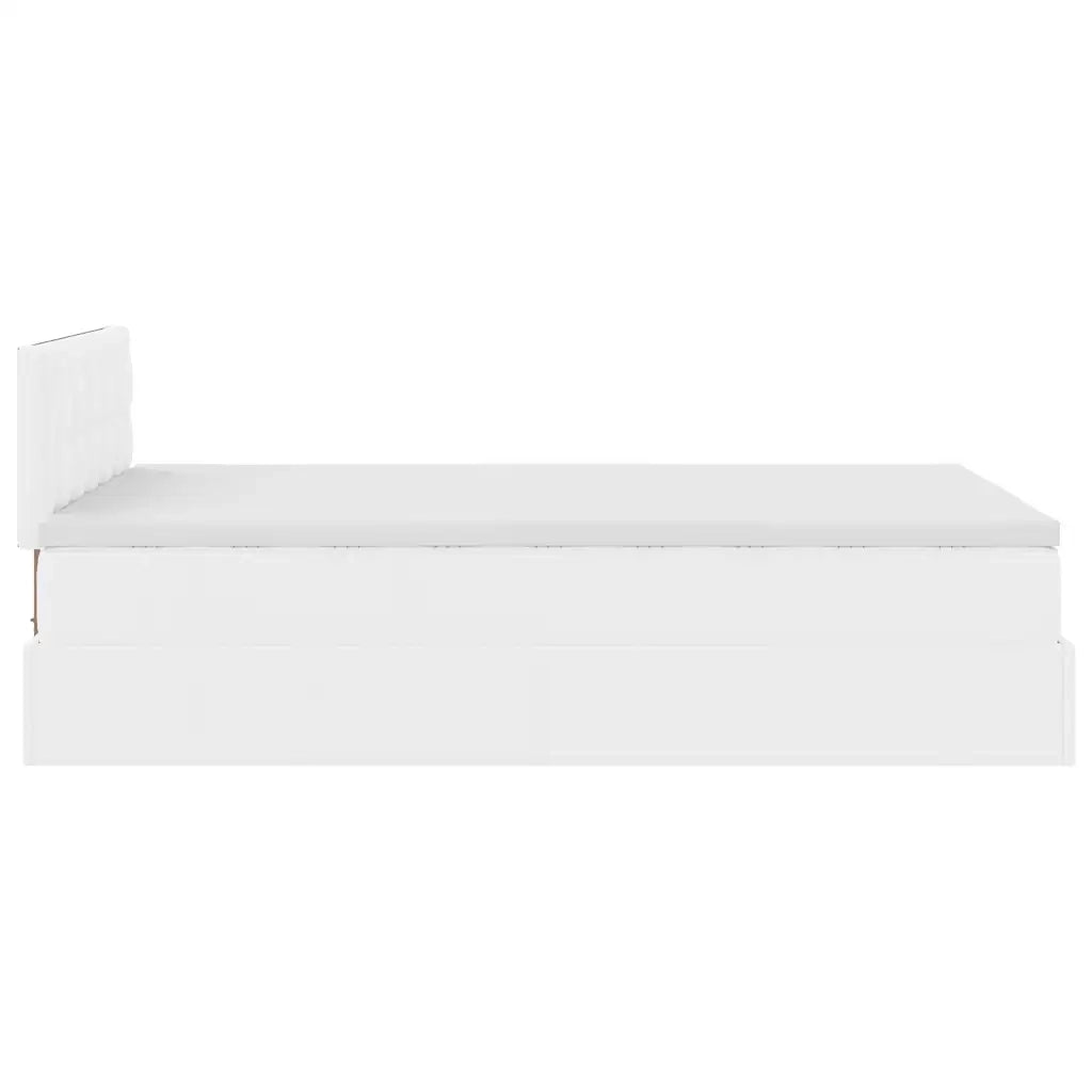 Struttura Letto Pouf con Materasso Bianco 120x190 cm Similpelle 3311294