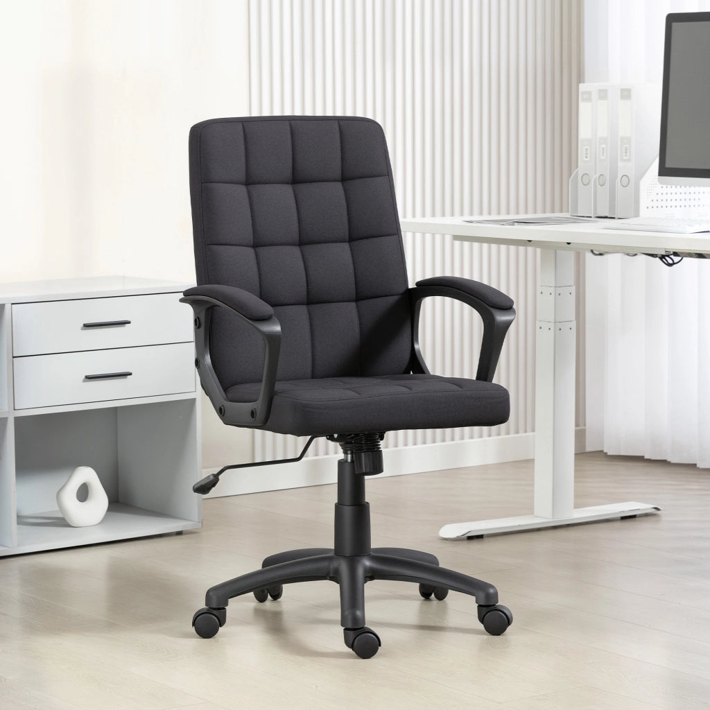 Sedia da Ufficio Giratoria Imbottita con Schienale e Braccioli Altezza Regolabile ¨C Zephmum ¨C Nero