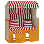 Strandkorb con Cuscini Polyrattan e Legno Massello Rosso Bianco CFW3715179