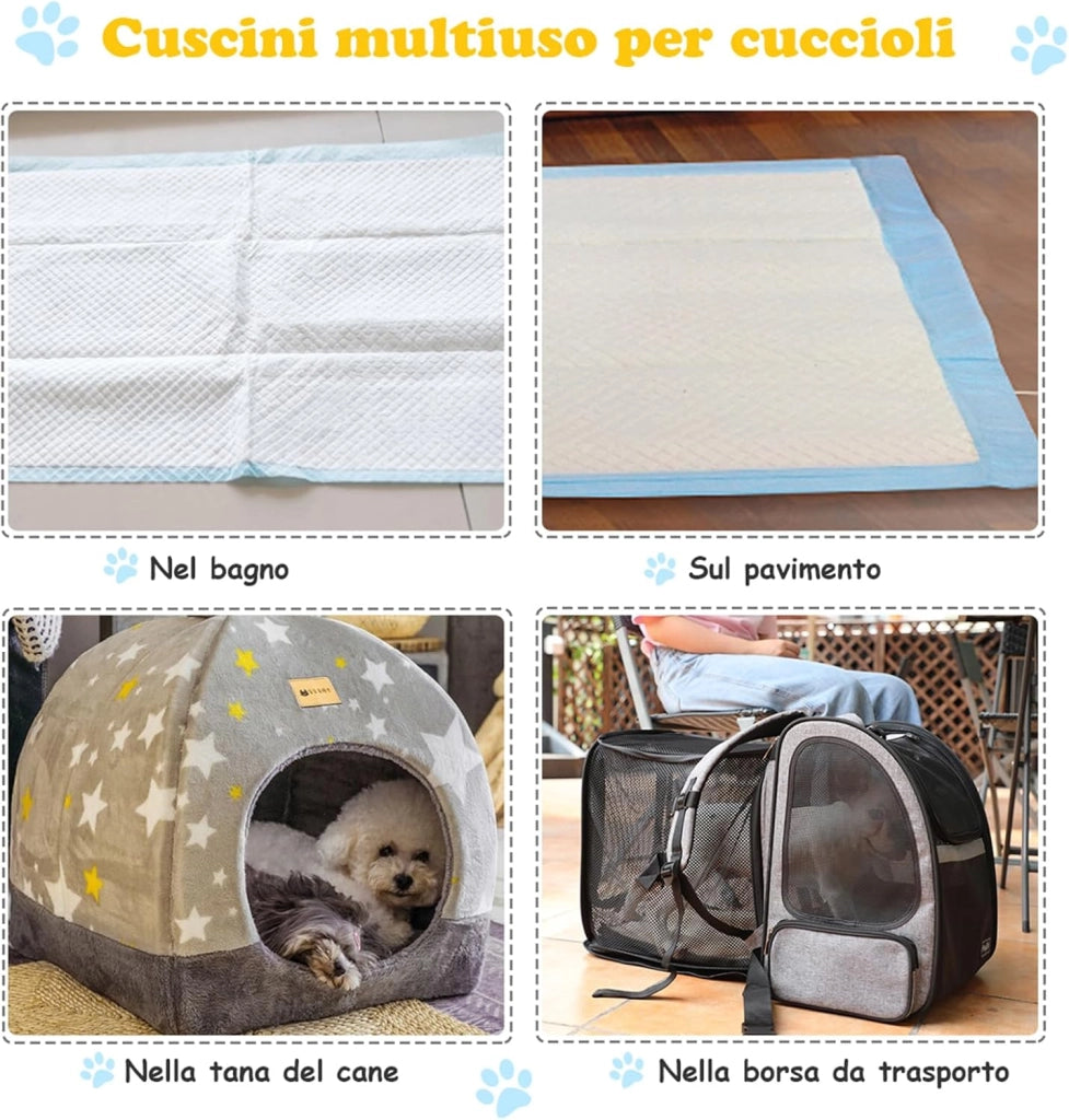 Tappetini Igienici Grandi per Animali, Traverse Animali a 5 Strati, Assorbe Bene Senza Perdite (60 x 90 cm 150 Pezzi)