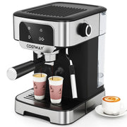 Macchina per caffè espresso 26 x 21 x 28 cm con montalatte pressione 20 bar e serbatoio dell'acqua da 1,8 l elegante design in acciaio inox argentato 20_0018303