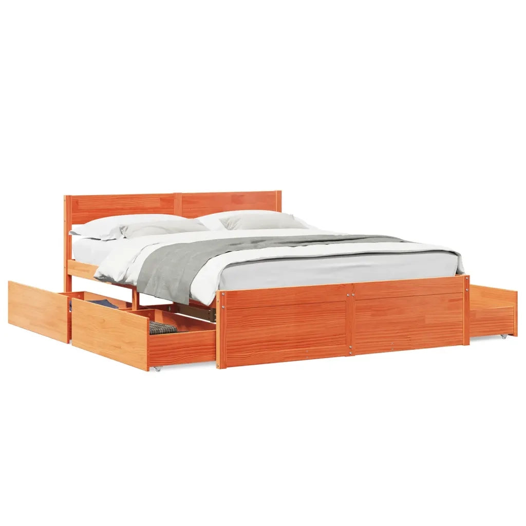 Letto senza Materasso Marrone Cera 150x200 cm in Legno di Pino 3282347
