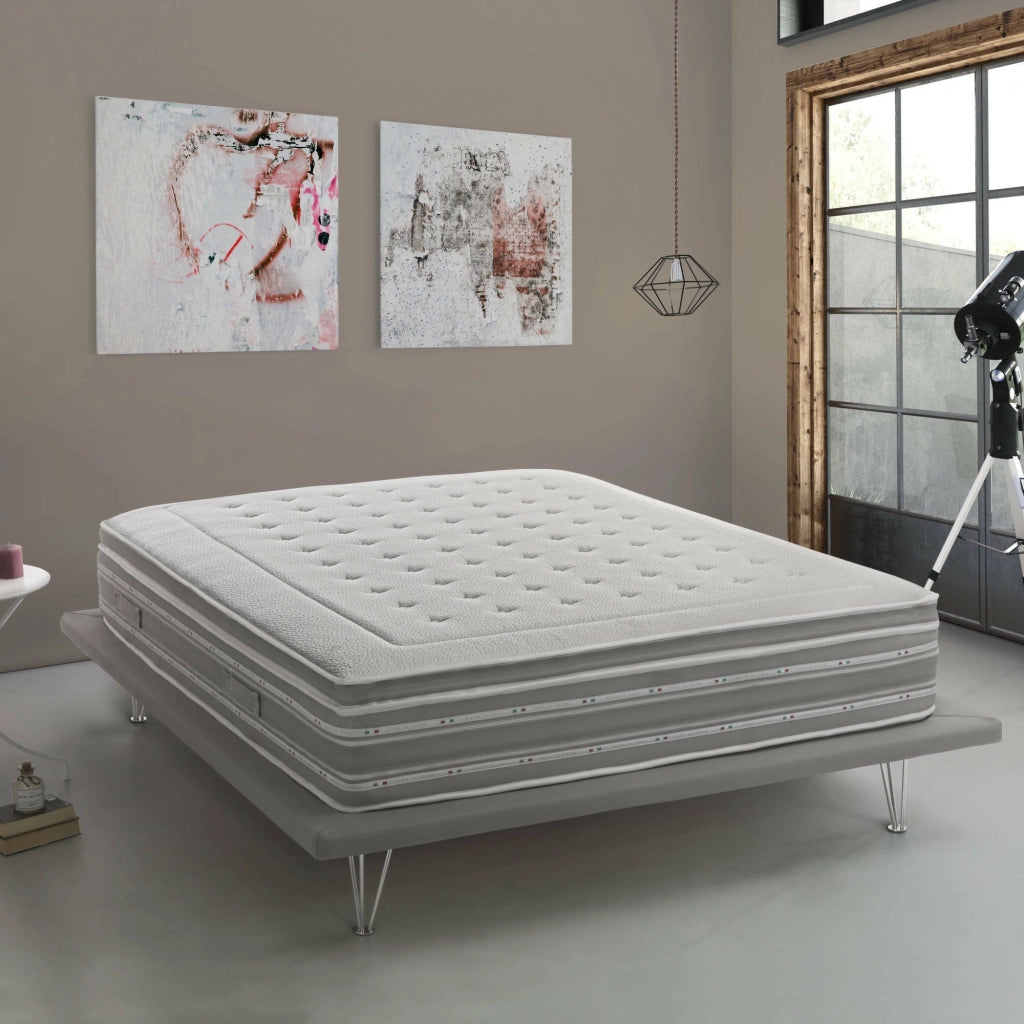 Arguello, Materasso Piazza e Mezza Sfoderabile Made in Italy, 190x120x37h cm Grigio