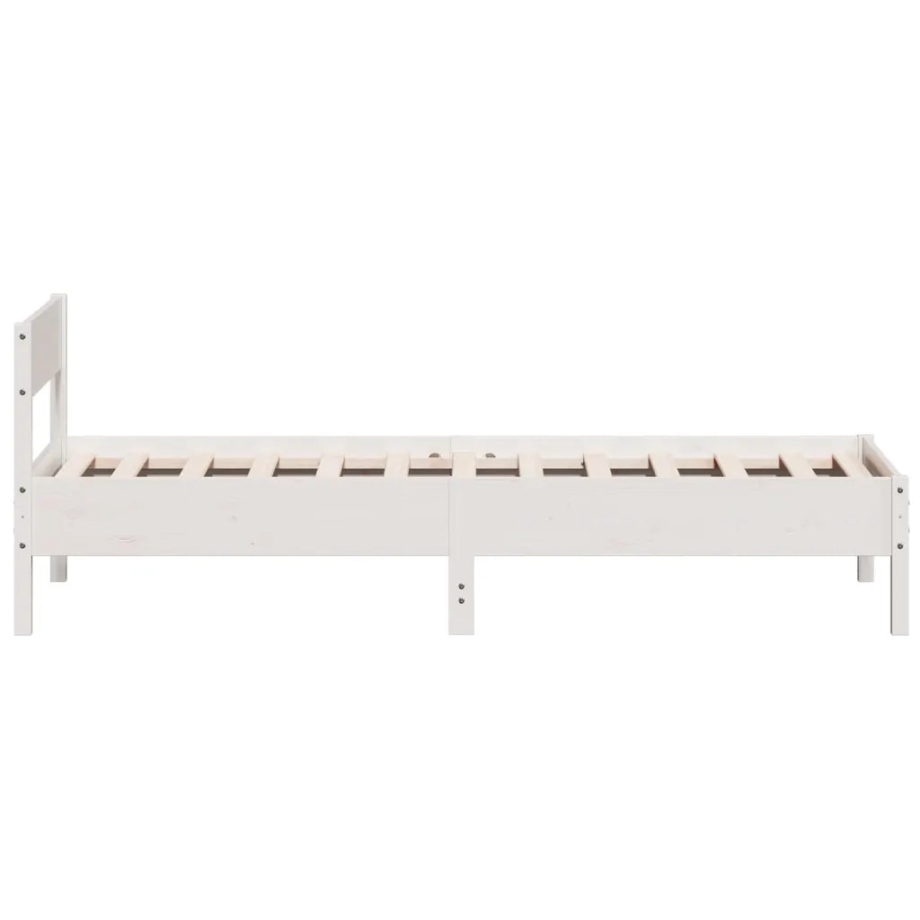 Letto senza Materasso Bianco 75x190 in Legno Massello di Pino