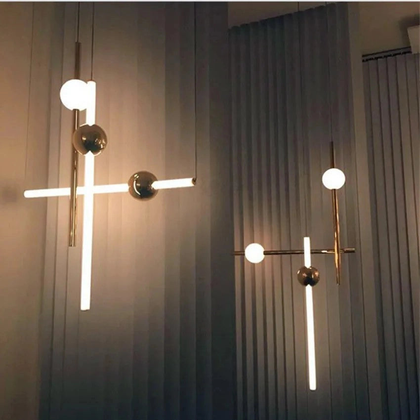 Lampada Da Soffitto Pensile Lungo Led Bianco Oro App475-cp