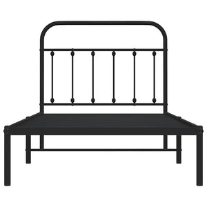 Giroletto con Testiera in Metallo Nero 100x190 cm 352572