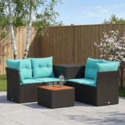 Set di divani 6 pz Nero e Blu 55 x 55 x 37 cm 3447342