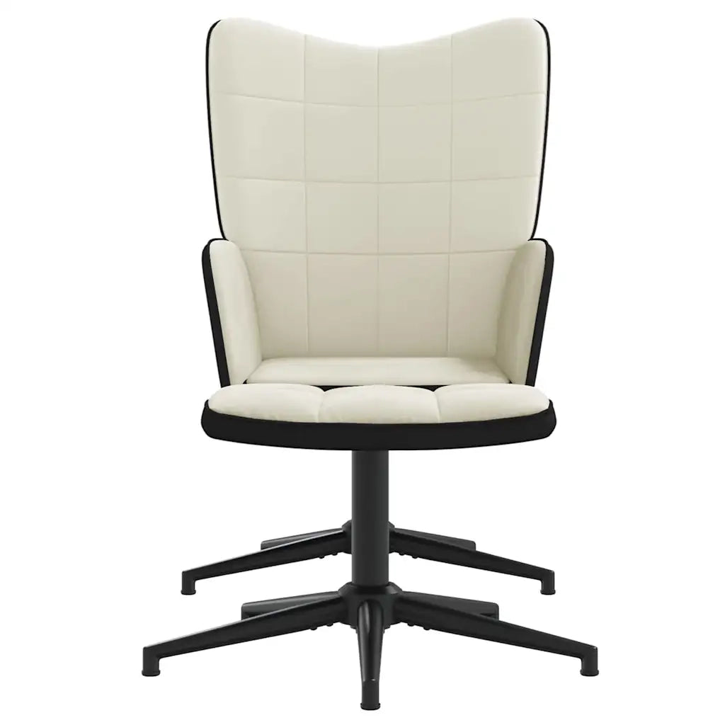 Poltrona Relax con Poggiapiedi Bianco Crema in Velluto e PVC 327851