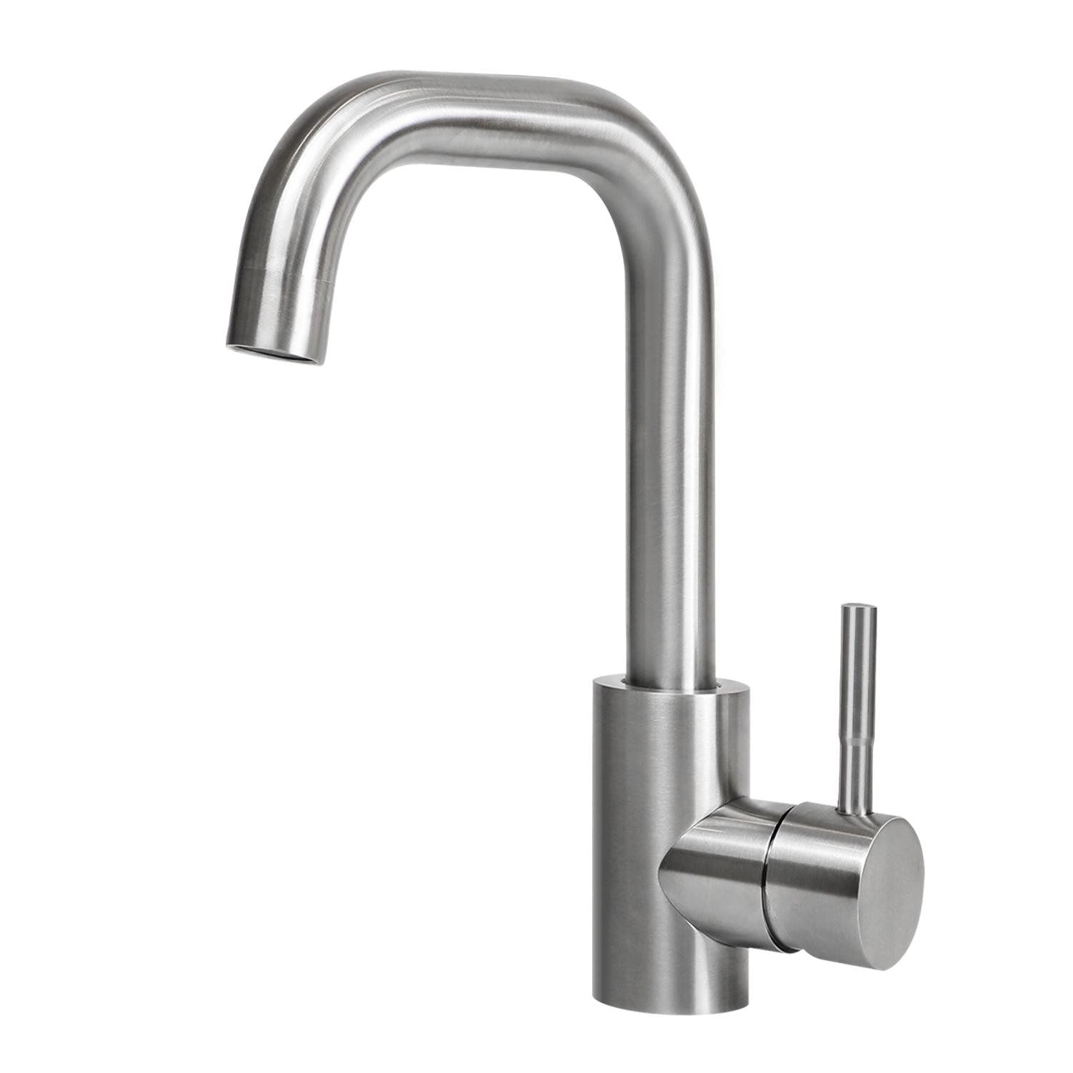 ZMH Rubinetto da Lavabo Acciaio Inossidabile Giro 360° Acqua Calda Fredda Alta Pressione Silenzioso