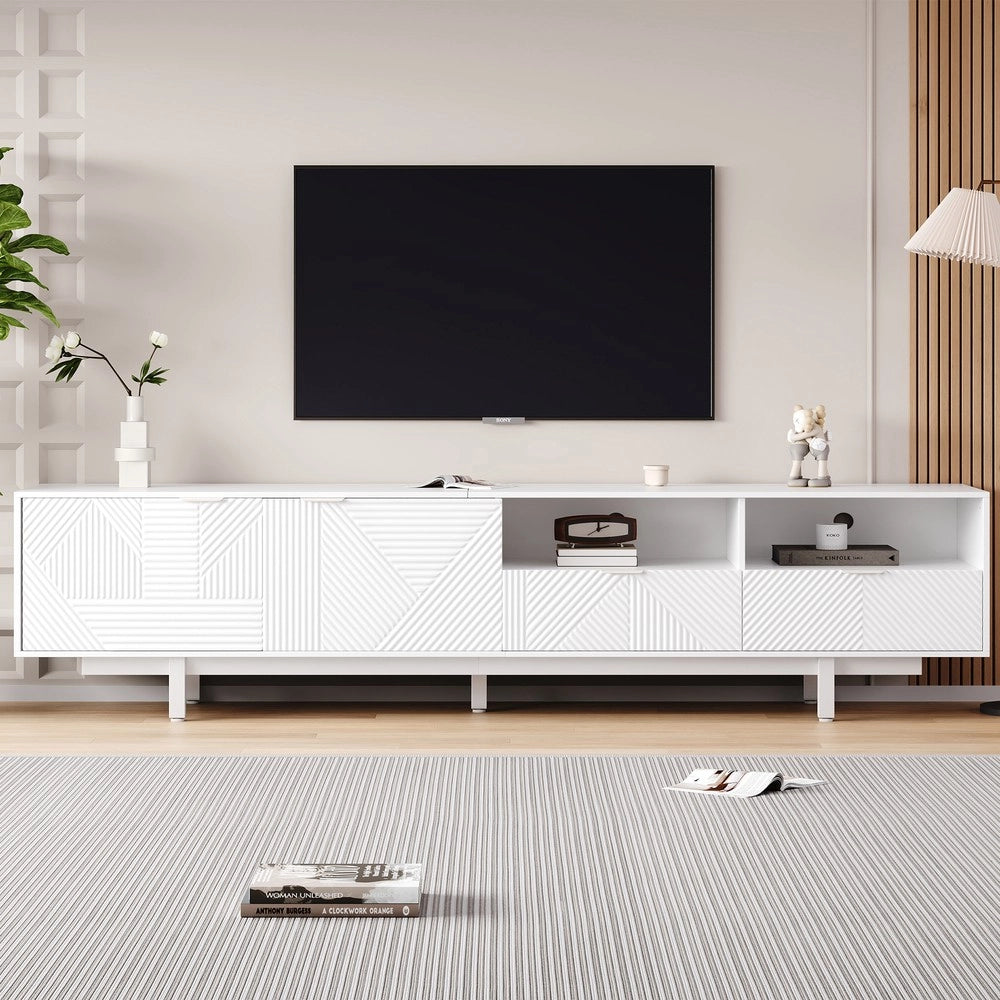 Mobile TV Moderno Bianco ¨C Xylo ¨C Legno, Ante, 200x40x51 cm, fino a 90 Pollici