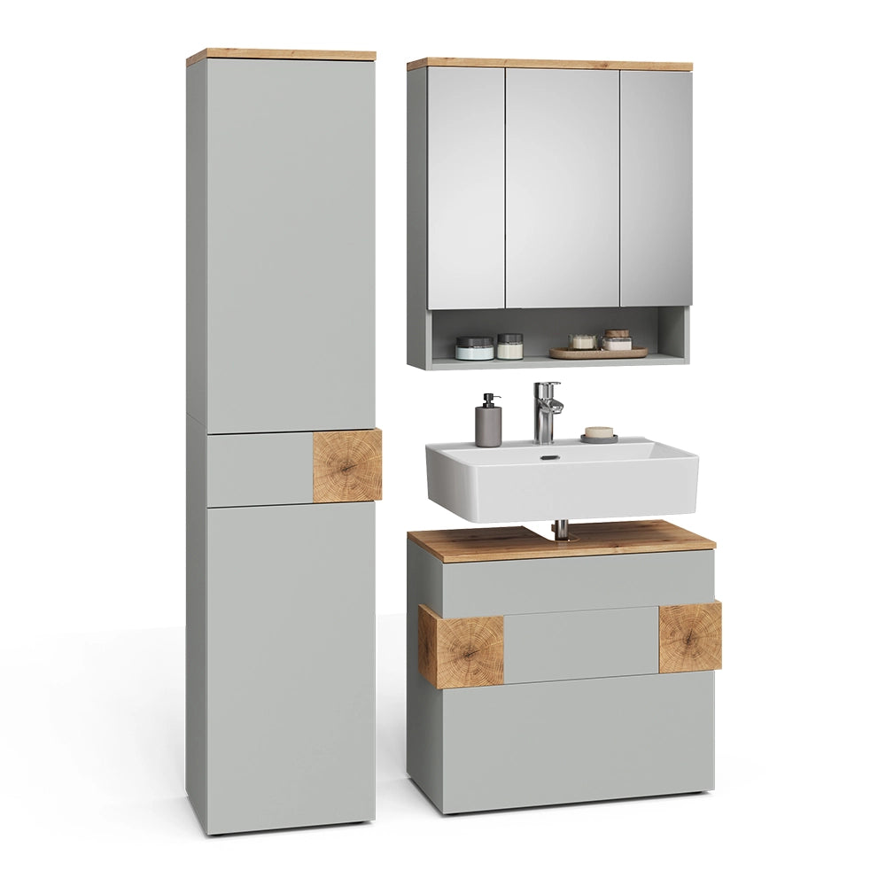 Vicco Set di mobili da bagno Grigio/Artisan 3 parti