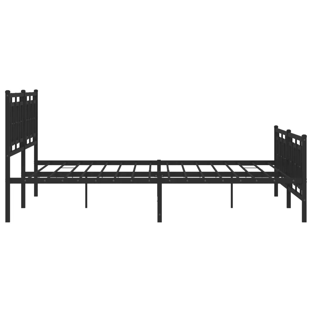 Giroletto con Testiera e Pediera Metallo Nero 193x203 cm 374265
