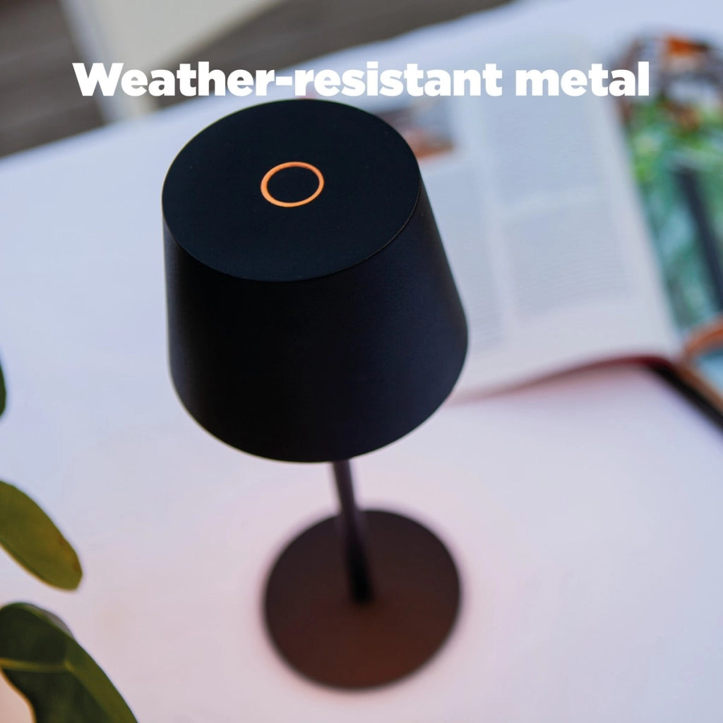 Lampada da tavolo esterna LED 1,1W batteria IP54 nera Lutec ROBLE