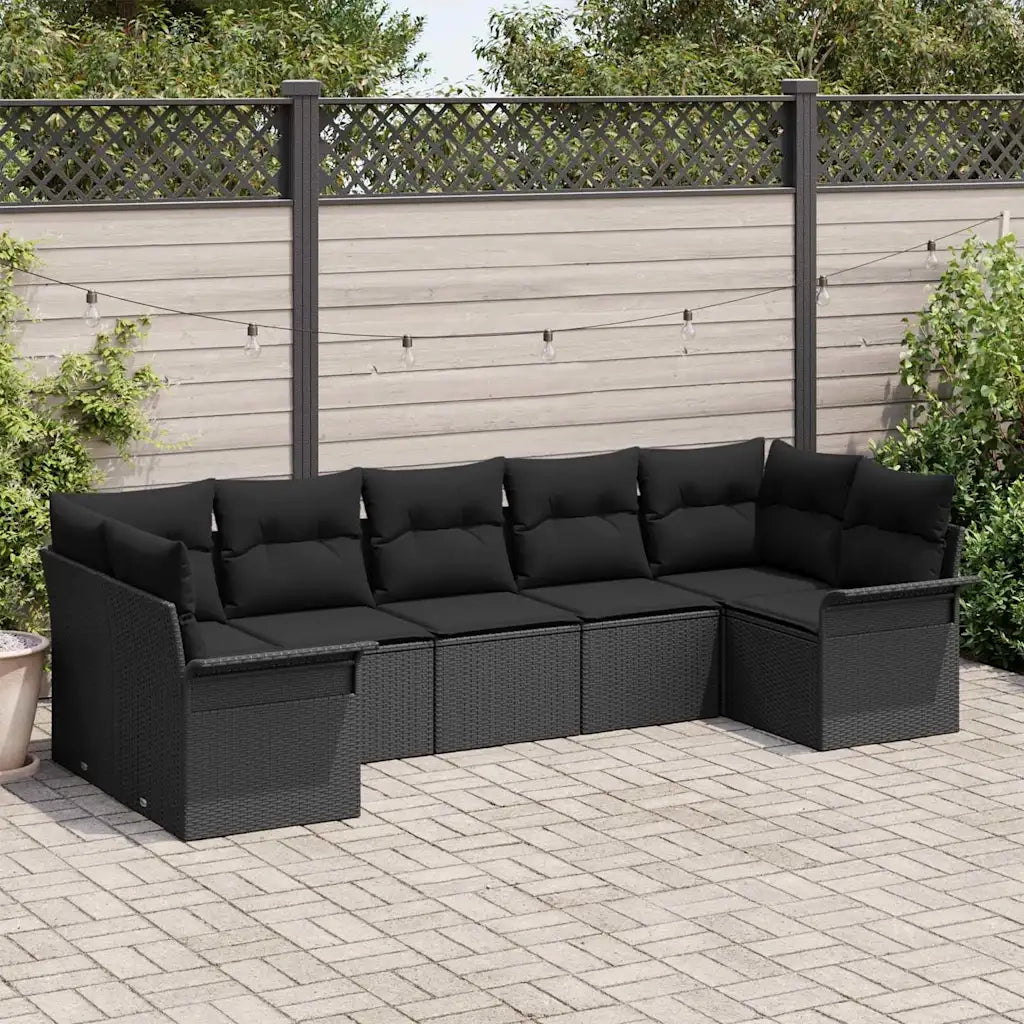 Set Divano da Giardino con archiviazione 7 pcs Nero Poly Rattan 3354182