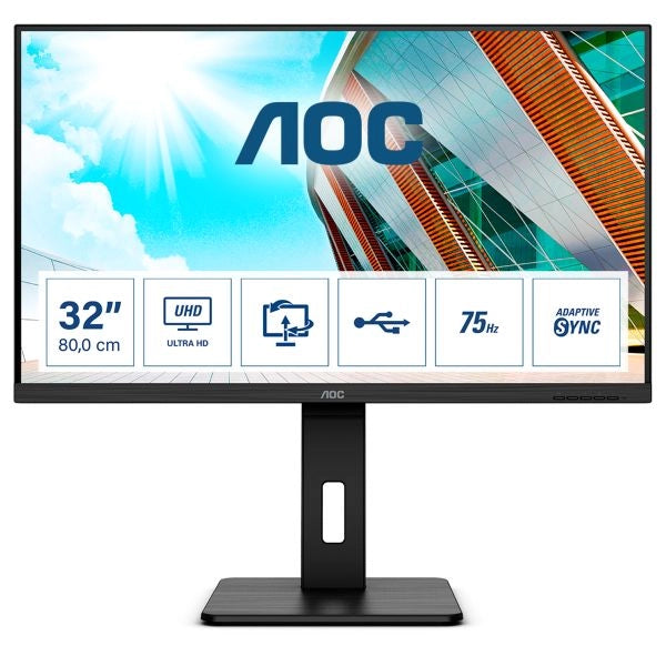 Aoc p2 u32p2 monitor pc 80 cm (31.5") 3840 x 2160 pixel 4k ultra hd led nero