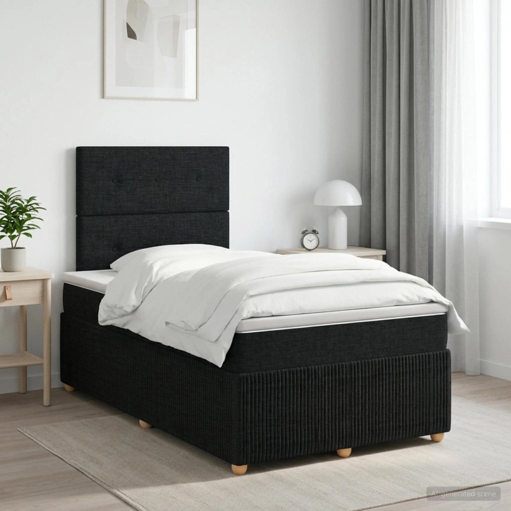 Letto box spring con materasso Nero 120 x 190 cm Tessuto 3454349