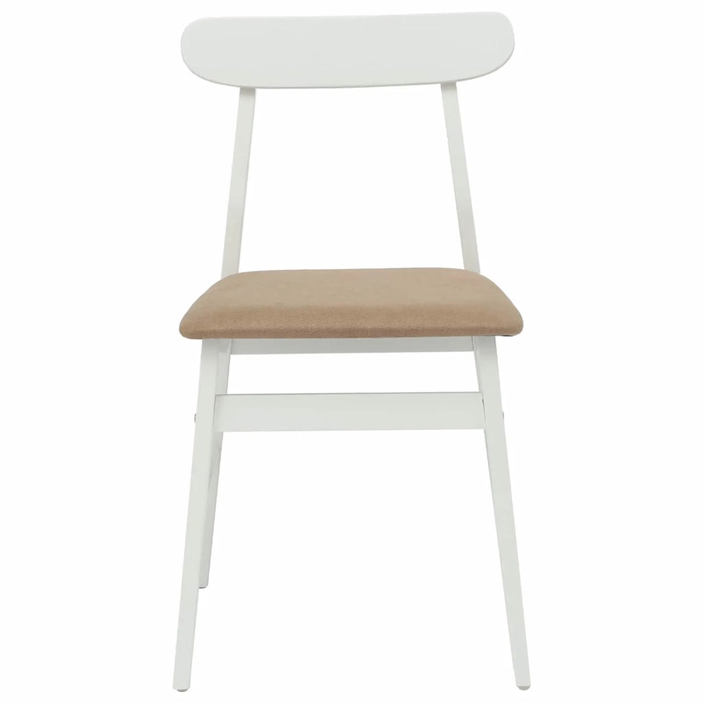 Sedia da pranzo 2 pcs Bianco e marrone Legno di gomma solido 42020490