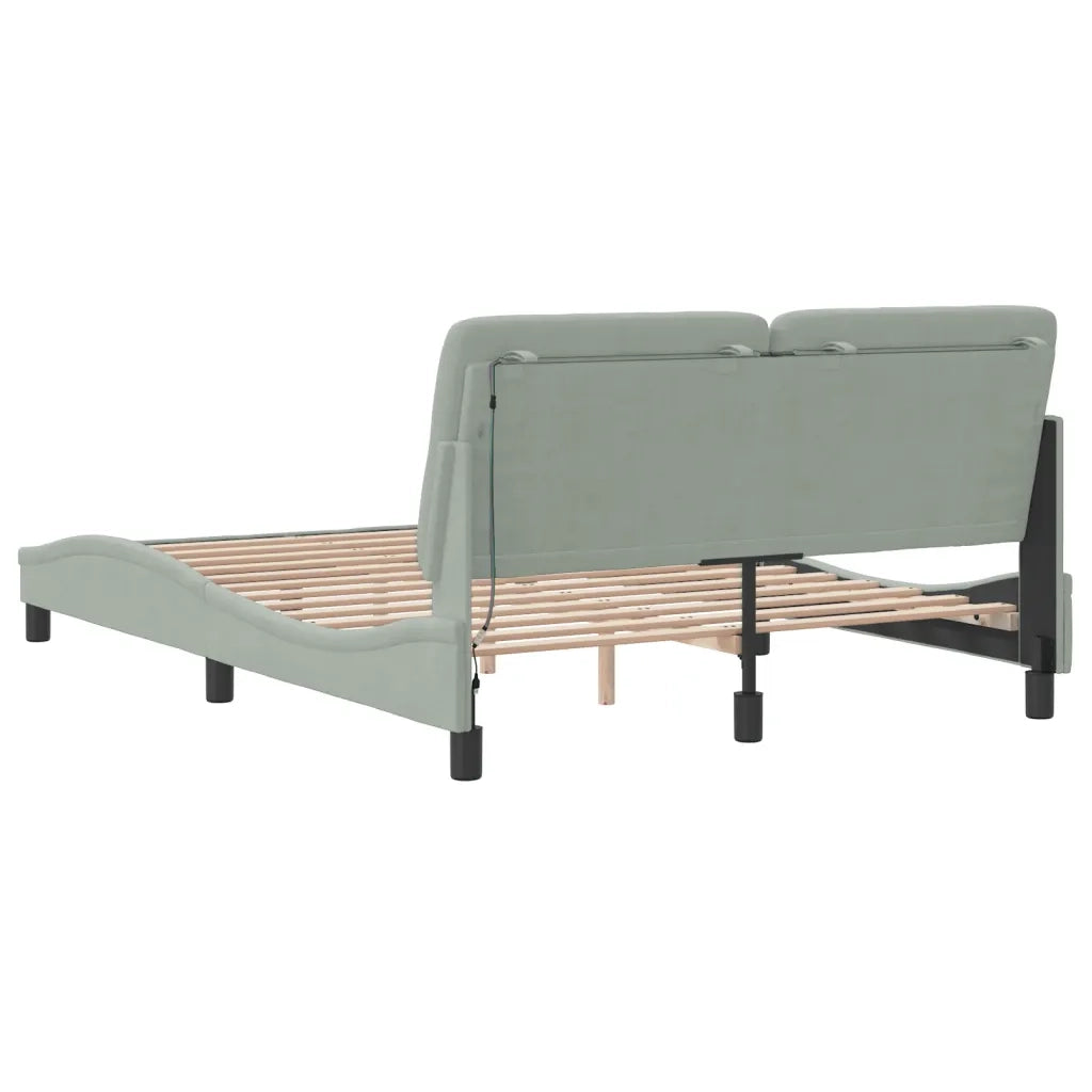 Giroletto con LED senza Materasso-Struttura Letto Grigio Chiaro 140x190 cm in Velluto