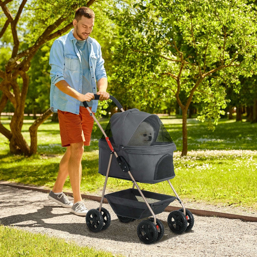 Trasportino per Cani Pieghevole 3 in 1 con Borsa e Cestino ¨C Zephmum ¨C Grigio