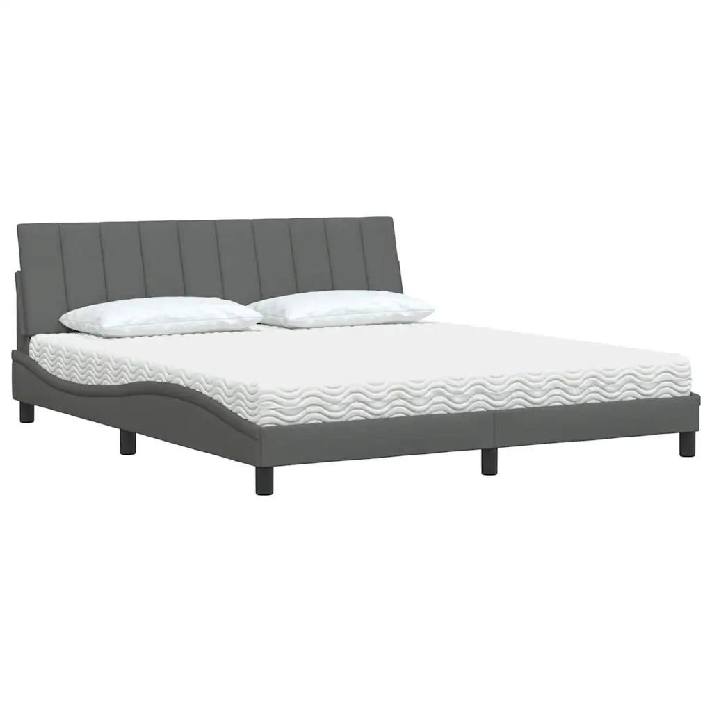 Letto con Materasso Hanko Grigio Scuro 180x200 cm Tessuto 3310546