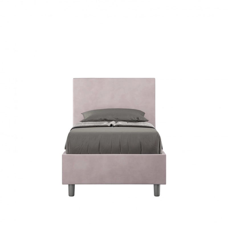 Letto imbottito Singolo 80x210 cm Adele - Con rete,Glicine,Microfibra