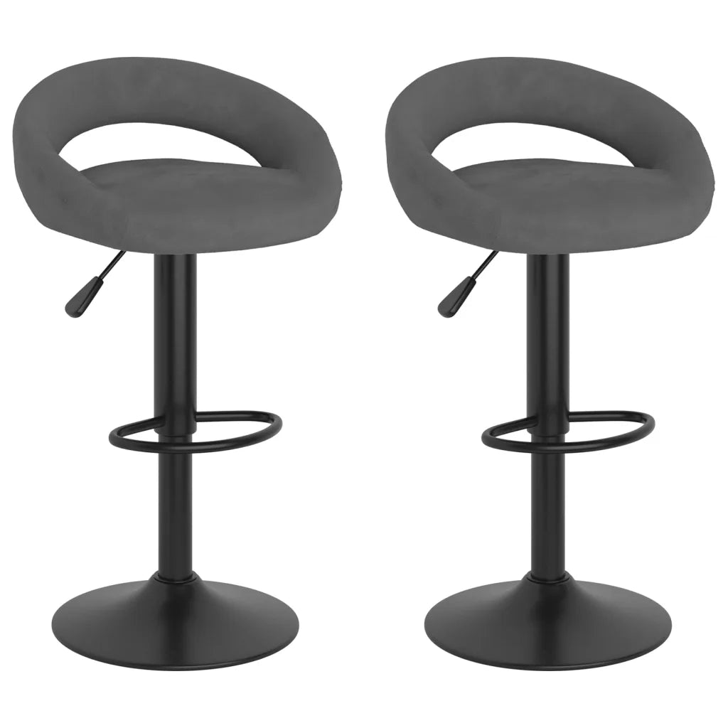 Sgabelli da Bar 2 pz Grigio Scuro in Velluto 333270