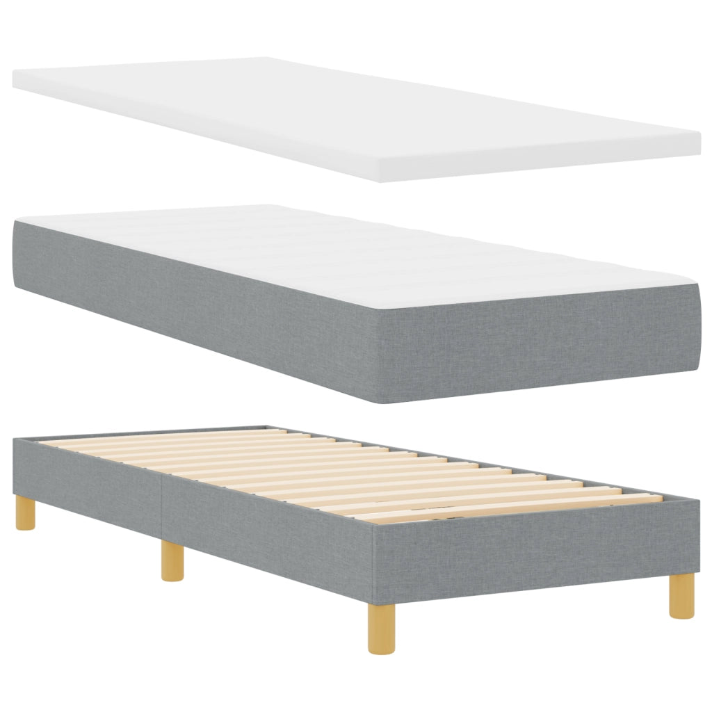 Letto a Box Spring  con Materasso Grigio Chiaro 80x200 cm Tessuto