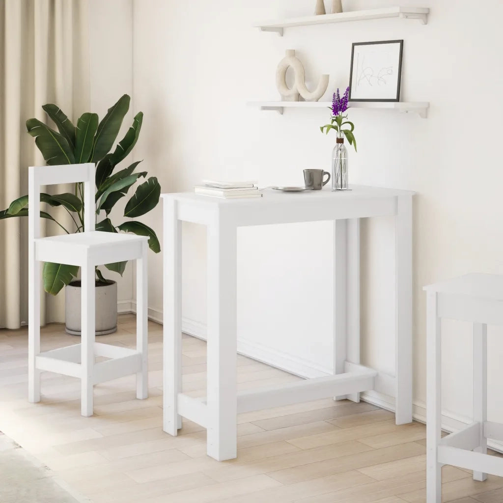 Tavolo da Bar Bianco 102x50x103,5 cm in Legno Multistrato