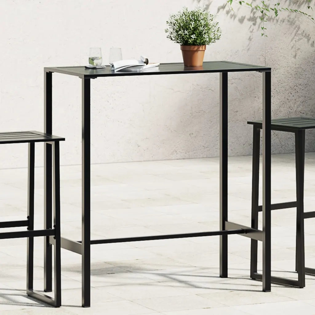 Tavolino da Giardino | Tavolo da Bar Nero 100x50x110cm in Acciaio Verniciato a Polvere