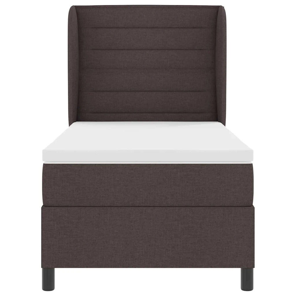 Letto a molle con materasso Marrone scuro 90 x 200 cm Tessuto 3340483