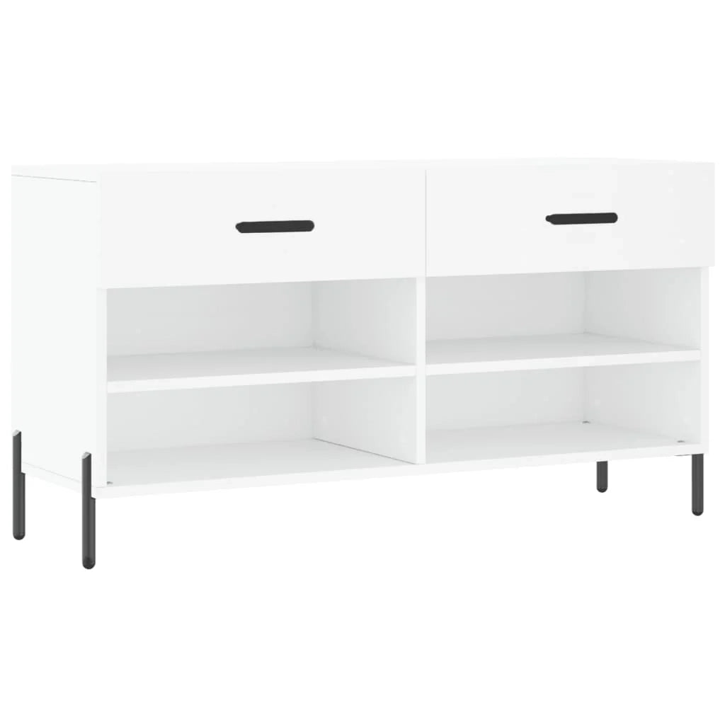 Panca portascarpe/stivali cassettiera scaffale mobiletto portaoggetti per ingresso 102 x 35 x 55 cm legno ingegnerizzato bianco 02_0022883